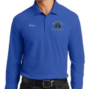 Long Sleeve Masonic Blue Lodge Pique Polo Golf Shirt - 3X-Large, Black, Black, Masonic