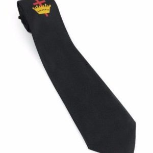 Masonic Knight Templar Black Silk Tie with Embroidered Logo