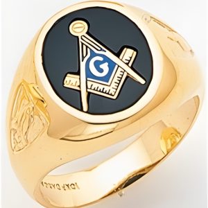 Masonic Ring - 5002 - open back - 14 Karat White, Synthetic Ruby, 12