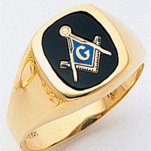 Masonic Ring - 5025 - Open Back - 14 Karat White, Synthetic Ruby, 12