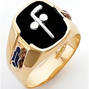 Masonic Ring - 5179 - 14K White Gold, Synthetic Ruby, SR Rose Croix, Plumb, 8